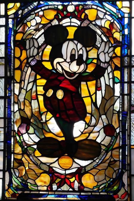 mickey mouse  <lora:stained_glass_style_v1_sdxl:0.7>