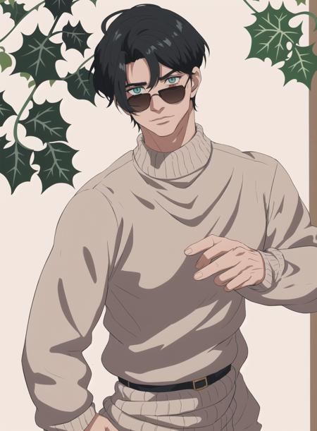 1boy, (1man), (male:1.2), wrinkled face, (older:1.2), aged up, finely detailed eyes and face, thin, frail appearance, the physical toll of aging, sense of nostalgia, light skin__, BuildAMan/1man-poses__, roll-neck sweater, coral eyes, black hair, Ivy League, informative, ayfarer sunglasses,