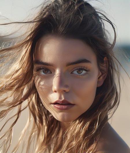 photo of 4ny4T4yl0rJoy woman on the beach, RAW, analog, Sony alpha 50mm, award-winning glamour photograph, best quality, epic character composition, sharp focus, natural lighting, f2, 35mm, film grain, hasselblad, bokeh, (skin pores, skin imperfections), sharp body, highly detailed body, highly detailed face, sharp focus, 8k high definition, insanely detailed, intricate, masterpiece, highest quality, 4ny4T4yl0rJoy