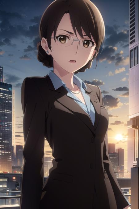 akikikuchihara, <lora:aki kikuchihara s1-lora-nochekaiser:1>,
aki kikuchihara, brown hair, (brown eyes:1.5), glasses, mature female,
BREAK jewelry, earrings, necklace, formal, suit, lipstick, office lady,
BREAK outdoor, city, night, sky, buildings, moon, clouds,
BREAK looking at viewer, (cowboy shot:1.5),
BREAK <lyco:GoodHands-beta2:1>, (masterpiece:1.2), best quality, high resolution, unity 8k wallpaper, (illustration:0.8), (beautiful detailed eyes:1.6), extremely detailed face, perfect lighting, extremely detailed CG, (perfect hands, perfect anatomy),