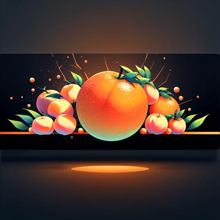 (masterpiece, best quality:1.15), (horizontal banner, no humans:1.1), a fuzzy orange peach, juicy, sweet, fruit, orchard, simple background, gradient background