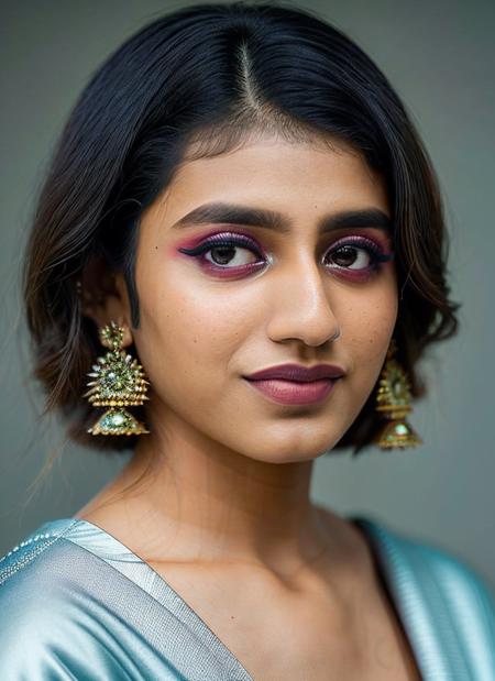 portrait of skswoman, :3 , wearing haute couture garments , with gray Lob (long bob) , background gradient epic (photo, studio lighting, hard light, sony a7, 50 mm, matte skin, pores, colors, hyperdetailed, hyperrealistic), <lyco:Priya Prakash Varrier:1.1>