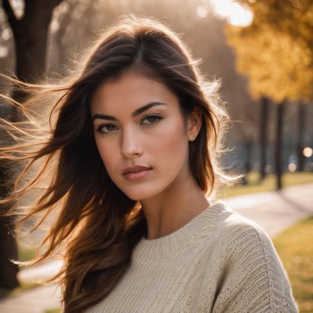 <lora:nella_sdxl:1> nella woman wearing a sweater, hair blowing in the wind, jeans, outside, park , portrait, beautiful bone structure, (realistic, photo-realistic:1.37), ultra high res, ultra-detailed, incredibly beautiful girl, 8k uhd, dslr, soft lighting, high quality, film grain, Fujifilm XT3