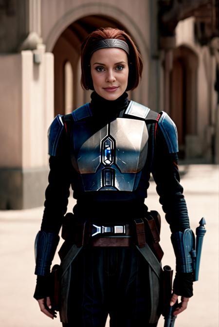 1 woman, bokatan, armor,  <lora:ARWbokatan:1>, dynamic pose, people of mandalorian, low light, Photorealistic, Hyperrealistic, Hyperdetailed, analog style, hip cocked, demure, low cut, detailed skin, matte skin, soft lighting, subsurface scattering, realistic, heavy shadow, masterpiece, best quality, ultra realistic, 8k, golden ratio, Intricate, High Detail, film photography, soft focus, blurry background <lora:epi_noiseoffset2:0.6>