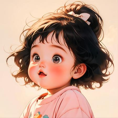 high quality,masterpiece,
Profile picture,1girl,toddler,round face,simple_background,;d,<lora:Children's illustration:0.8>,fat,