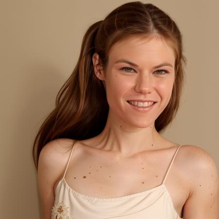 portrait of annehowe wearing a dress <lora:annehowe-000015:0.9> smiling