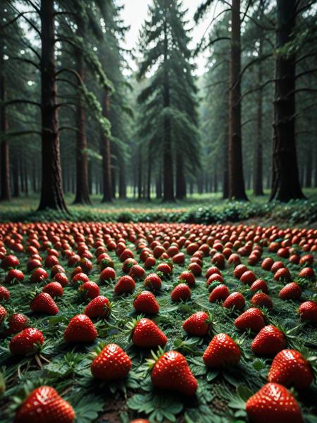 strawberry, strawberries, made of strawberry, transformed into a strawberry-themed landscape, made of strawberries, strawberry-themed elements, voronoi, low-poli, voxels, (embedding:Smooth_Quality:1), A serene, foggy morning in a quiet forest with tall pine trees and soft light filtering through.,
<lora:4steps wai-2Rectified-V140:1.0000000000000002> <lora:Smooth_Booster_v3:0.20000000000000004> <lora:illustriousXLv01_stabilizer_v1.185c:0.20000000000000004> <lora:Strawberrify:0.75>