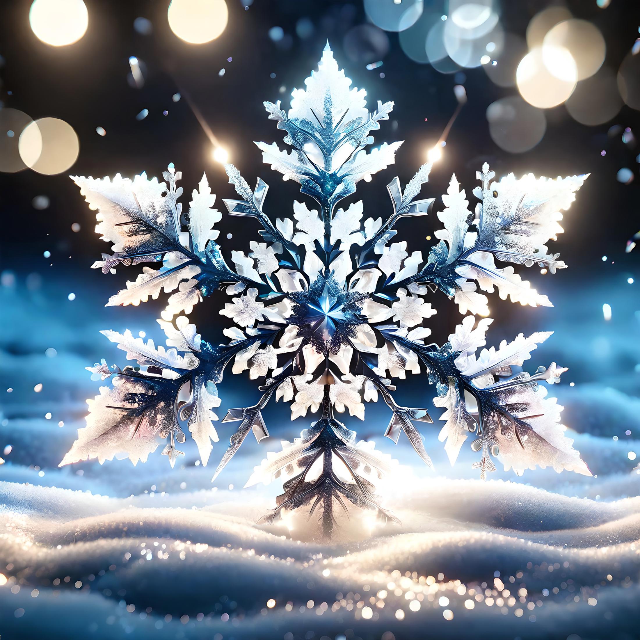 A beautifully detailed snowflake against a black background.