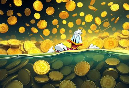 a huge amount of bitcoins in which scrooge mcduck is swimming