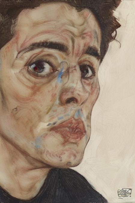 egonschiele, 1boy,close up