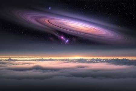 score_9_up, score_8_up, score_7_up, deep space, cloud, dark purple sky, scenery, landscape, fog, different colored stars, galactic scenery,