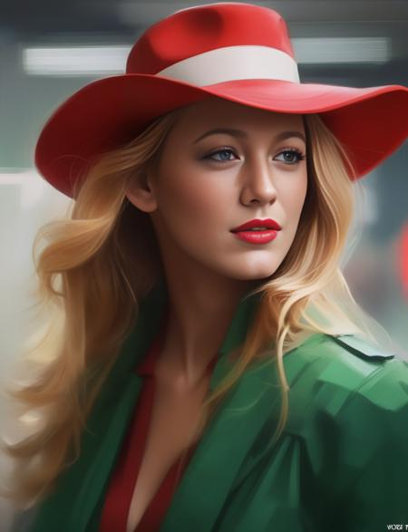 <lora:BlakeLivelySDXL:1>,BlakeLively,Kodak portrait. by wlop, ilya kuvshinov, krenz cushart, greg rutkowski, trending on pixiv. zbrush sculpt, octane, maya, houdini, vfx. beautiful woman wearing hat green, red and white, degaje . digital painting. line art fighter, cinematic dramatic atmosphere, sharp focus, volumetric lighting. blue ayes