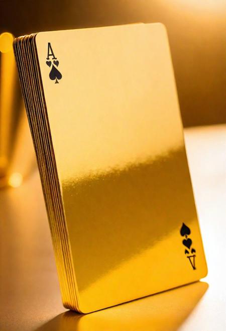 super realistic, glitter, extreme detailing, artistic look, a line of many metallic playing cards made from titanium sheets coated with gold and gold luminance, lustrous shiny,  intricate details, (floating upright in airt:1.2) on a smooth black mirror surface, reflections, volumetric lighting, 8k UHD, QHD, ultra-sharp, ultra-detailed, refraction, ray tracking, (((silhouette lighting, golden glow, royal quality, artistic touch)))