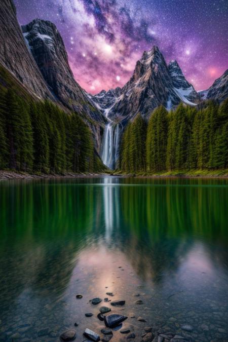 masterpiece, best quality, ultra-detailed, realistic, 8k,  lakes, meadows, glitter, moonlight, one pine tree, a couple of deer on very distant, Crystal landscape, Crystal flowers, Crystal fantastic, out-of-this-world scenery, masterpiece, best quality, ultra-detailed, realistic, 8k, lifelike naturalism, greatest naturalism photo, immaculate detailed realism photography, rich colors, best colors composition, intrigue nature panorama, delicate nature photo, immaculate micro-details nature elements, lakes, meadows, glitter, moonlight, Crystal landscape, Crystal flowers, Crystal fantastic, out-of-this-world scenery, prettiest, breathtaking beautiful, perfect compositions, perfect proportion, super delicate, surreal, insanely lifelike, top best naturalism photography, greatest detailed, intricate details, depth of field, more emphasize more, more highlight,