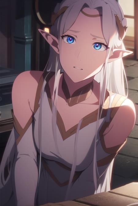 fymryn, <lora:fymryn-lora-nochekaiser:1>,
fymryn, goddess mene, pointy ears, elf, white hair, 
BREAK choker, circlet, white dress, dress,
BREAK looking at viewer,
BREAK outdoors,
BREAK <lora:GoodHands-vanilla:1>, (masterpiece:1.2), best quality, high resolution, unity 8k wallpaper, (illustration:0.8), (beautiful detailed eyes:1.6), extremely detailed face, perfect lighting, extremely detailed CG, (perfect hands, perfect anatomy),