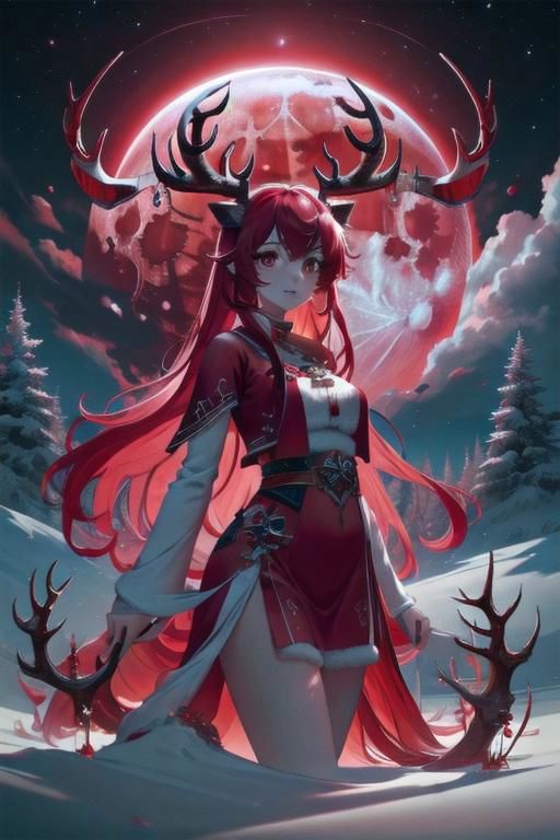 Red Moon Reindeer (Style/Concept) LoRA image by Faeia