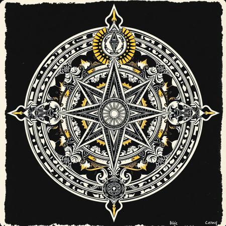 Ink style, intricate occult symbolism, esoteric, golden dawn, thelema, chaos magick