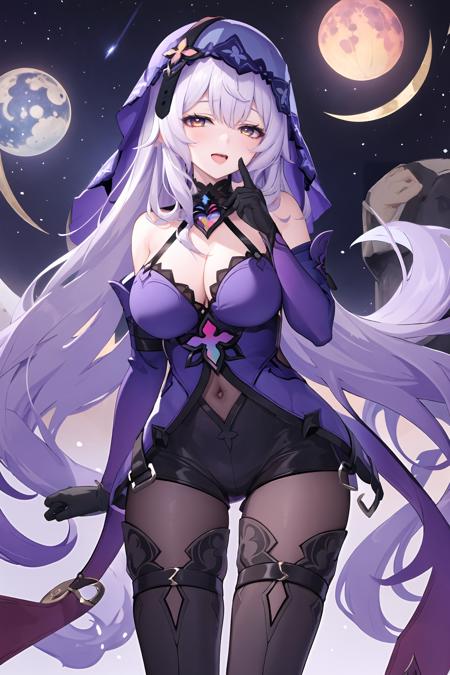 black swan \(honkai: star rail\) black gloves, veil, thigh boots, detached sleeves, purple halter dress, (pantyhose), short shorts, detached collar