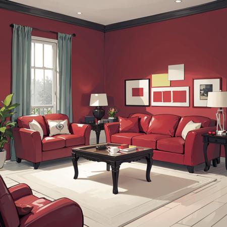 room,simple style:1.2,red wall,red sofa, <lora:Interior-desighv2-1:0.8>