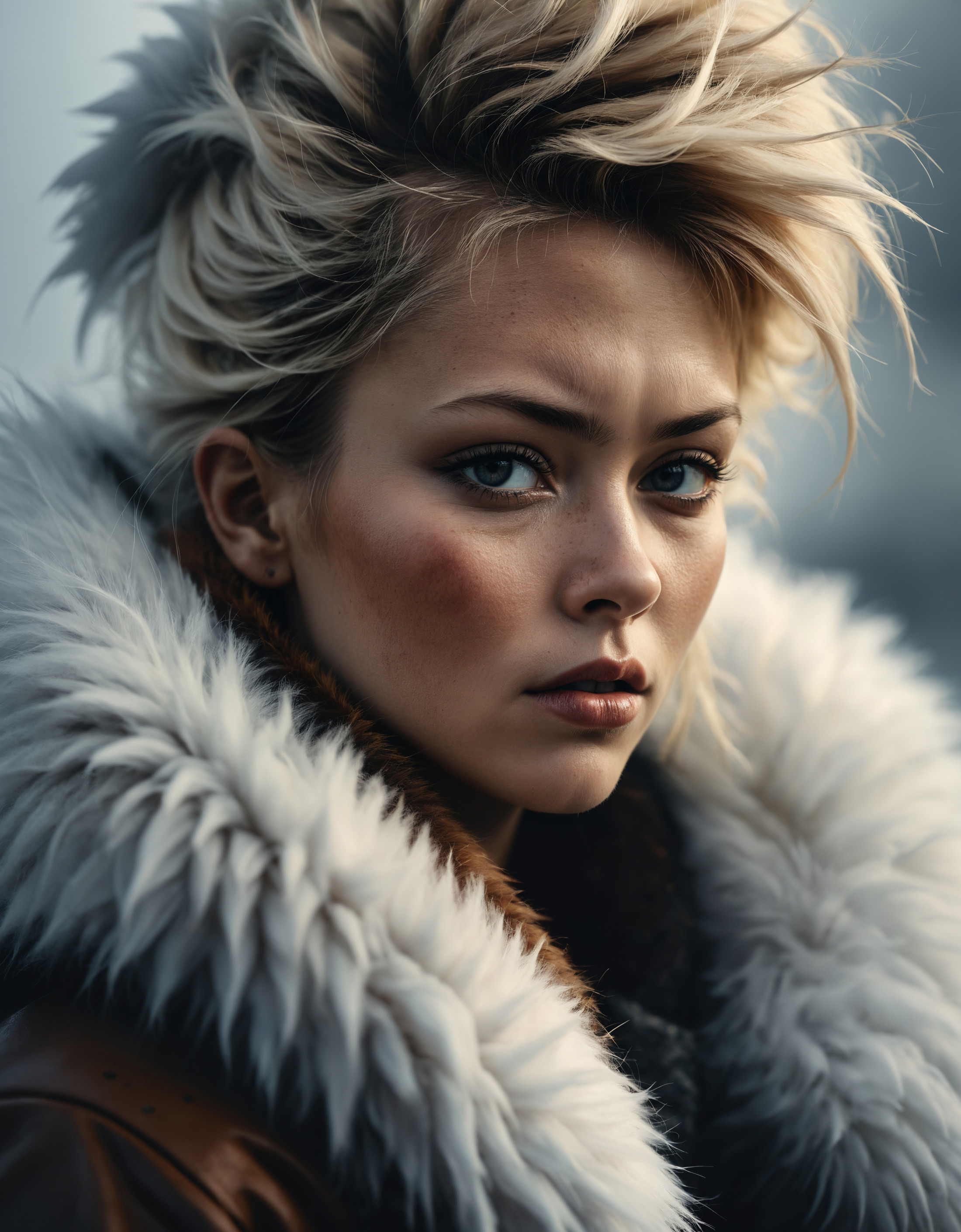 glamour shot,(dark mood masterpiece Photography by Mario Giacomelli:1.2),high quality, 8K Ultra HD, beautiful Eskimo femal...