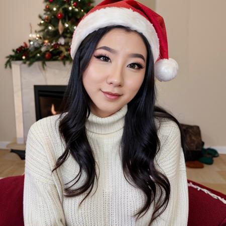 <lora:fuslie_sd15_512_128_64_v1:1> picture of fuslie long dark black hair, 1girl wearing red christmas santa hat,  wearing a turtleneck sweater, cozy fireplace in background, christmas decoration in background,, professional, photography, excellent lighting, impeccable, precision, rich colors, deep shadows, clarity, high-resolution, razor-sharp, composition, light and shadow, timeless beauty, captivated, artistry, craftsmanship, elegance, sophistication, exquisite, details, atmosphere, balance, masterful, technique, expertly captured, stunning, visual impact, top-quality, compelling, professional-grade, aesthetics, flawless, remarkable, perfection, attention, dynamic, evocative, nuanced, depth, vibrancy, masterclass, breathtaking, awe-inspiring, high-definition, alluring, enchanting, texture, storytelling, mesmerizing, cinematic, elite, artistry.