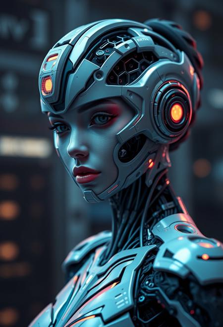 Mechanical female android looking, cinematic lighting, intricate, elegant, super highly detailed, art station, concept art, smooth, sharp focus, no blur, no dof, extreme illustration, Unreal Engine 5, Photorealism, HD quality, 8k resolution, cinema 4d, 3D, beautiful, delicate, art by artgerm and greg rutkowski and alphonse mucha and loish and WLOP