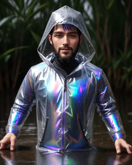 raincoat shimmering iridescent