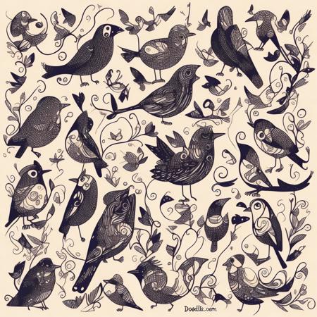 <lyco:Doodle_Sa_May :1.0>  birds by doodle style