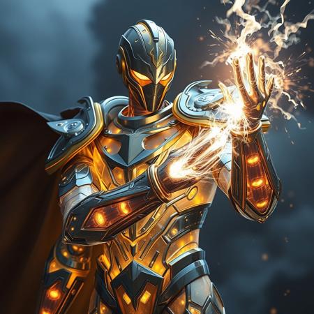 Masterpiece, a thallium/humanoid, 32k, 16k, 8k, cinematic art, realistic art, detail, wearing  Mercury like bioluminescence translucent armor, it charging a energy blast to his hand that looks like a masterpiece chromium/radium energy attack,