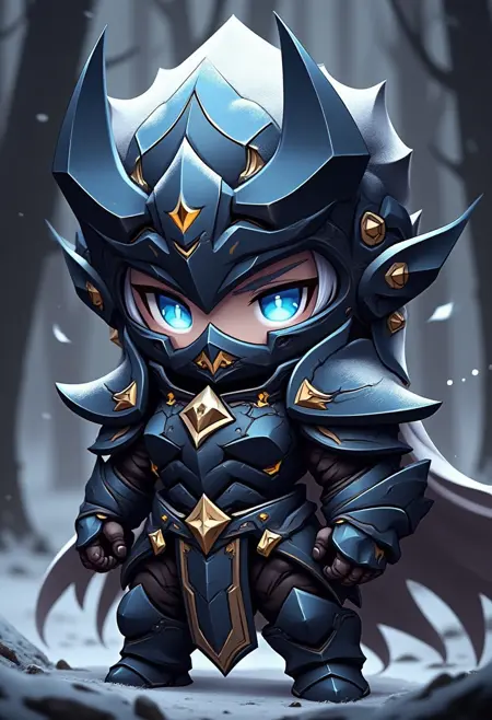 B_Chibi-Style Dark Armor_Character Image Generation