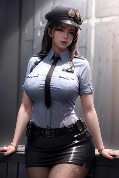 <lora:GCop:1>, GCop, ultra realistic 8k cg, HDR, beautiful detailed glow, perfect artwork, masterpiece, picture-perfect face, perfect face, beautiful face, ((perfect female body)), mature female, narrow waist, ((intricate detail, delicate pattern)), delicate pattern, intricate detail, <lora:hipoly3DModelLora_v10:0.2>