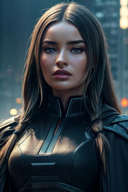 Best quality, closeup, portrait photo of beautiful woman Koh_MadiEdwardsV2-140 wearing (black jedi robes), perfect face, sci-fi, (star wars:0.7), (extremely detailed CG unity 8k wallpaper), trending on ArtStation, trending on CGSociety, Intricate, High Detail, Sharp focus, (detailed pupils), cinematic lighting, volumetric lighting, subsurface scattering, backlight, chromatic abberation, bloom, 8k, 4k, depth of field, masterpiece, behance hd, deviantart hd, magical, cyberpunk city, city lights, city background, (neon:0.7)