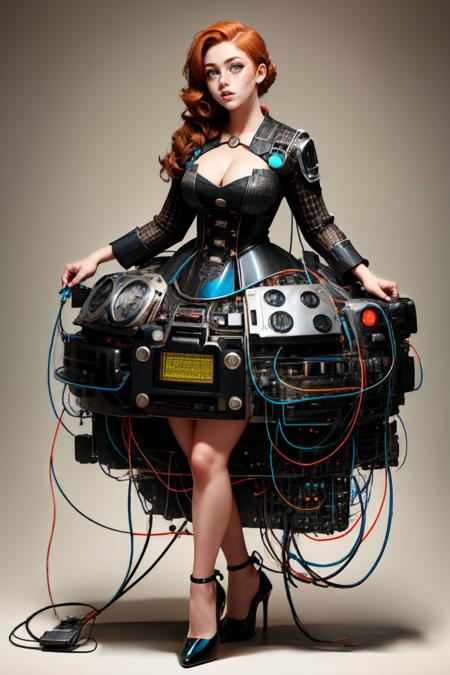 c0mp, machinery, cables, wires, computer part dress, short/long dress