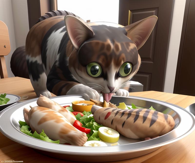 spl33ns_cat_eating_chicken_from_a_silver_platter___N220BAM0.png