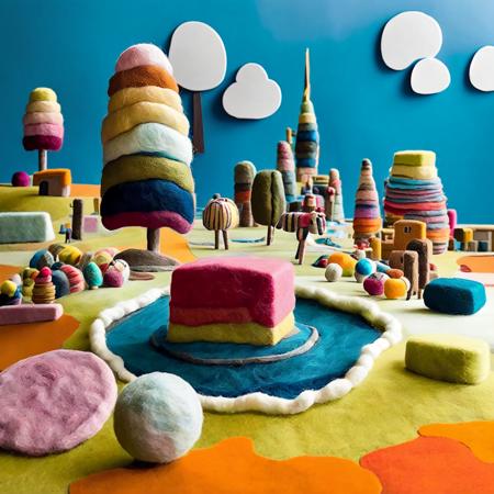 <lora:kFelted:.9> felted candy island