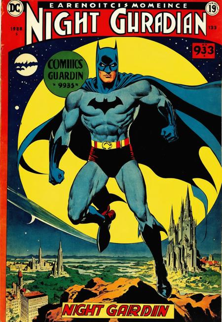 Surrealism, DC Comics, NIGHT GUARDIAN, 1938 Comic Cover With Logo