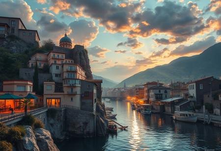 (photorealistic, realistic, masterpiece, best quality, amazing quality, very aesthetic, absurd res, scenery, glossy image, shiny image, dramatic lighting, volumetric lighting, dramatic shadows). 
Nice city in Tartaria