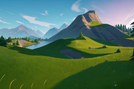 masterpiece, best quality, fortniteworld, no humans, wallpaper, scenery, mountain, grass, highly detailed, <lora:fortniteworld-10:0.5>