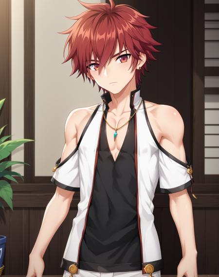 elsword_sieghart, red hair, red eyes, short hair, 