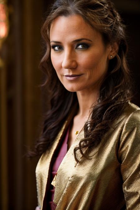 oriental costume ,  powerplant , dusk  <lora:Orla_Brady:1> masterpiece, best quality, detailed face,, 1girl, solo, a mature o1873b, brown_eyes, realistic, brown_hair, long_hair, posing,