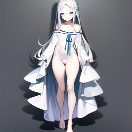 <lora:Pandora V1 [PandoraReZero]:1>, PandoraReZero, masterpierce, 1girl, solo, bare shoulders, blue eyes, grey hair, detailed eyes, full body, detailed background