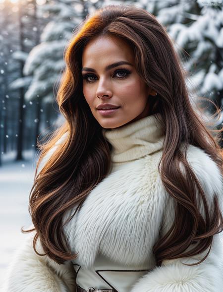 beautiful woman ( rw3lch:.99), beautiful hair, winter lodge, elegant, snowing, natural skin texture, (fashionable fur coat), (turtleneck), sunset, cute smile, (Looking back over shoulder), 24mm, 4k textures, soft cinematic light, adobe lightroom, photolab, hdr, intricate, elegant, highly detailed, sharp focus, ((((cinematic look)))), soothing tones, insane details, intricate details, hyperdetailed, low contrast, soft cinematic light, exposure blend, hdr, faded<lora:more_details:.6> <lora:wowifierV3:.6>