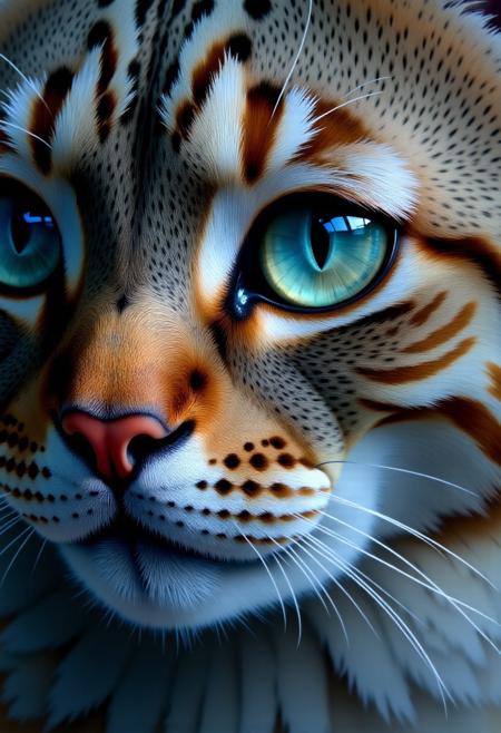 digital art by Adam Martinakis, Goro Fujita and Filip Hodas, Illustration, a close up image of the face of an cat, the reflection on the eyes shows a netherworld, Surrealism, digital manipulation, ethereal landscapes, Concept art, VR painting, imaginative worlds, whimsical characters, digital illustration, Sci-fi digital art, dystopian landscapes, surreal compositions, vibrant colors, dynamic dramatic atmosphere, dynamic cinematic color, flowing, best, unique.