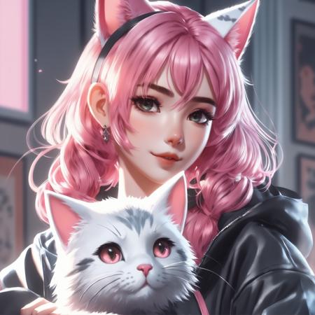 masterpiece, best quality, (1girl), optionaltypo, beautiful detailed eyes, looking at viewer, upper body, pink hair, shy, cat ears, very detailed, high resolution, sharp, sharp image, 4k, 8k,