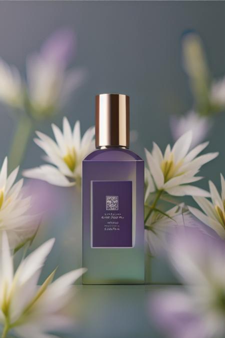 (masterpiece:1.33),(bestquality:1.33),(ultra-detailed:1.21),studio photography,(realistic:1.21),Product Photography,RAW photo,white flowers,purple flowers,leaves,(red flowers:0.8),volumetric lighting,Morning sunlight,square transparent glass bottle,film grain,<lora:MooMoo-Flower Cosmetic:1>,<lora:LCM-SD1.5:1>,