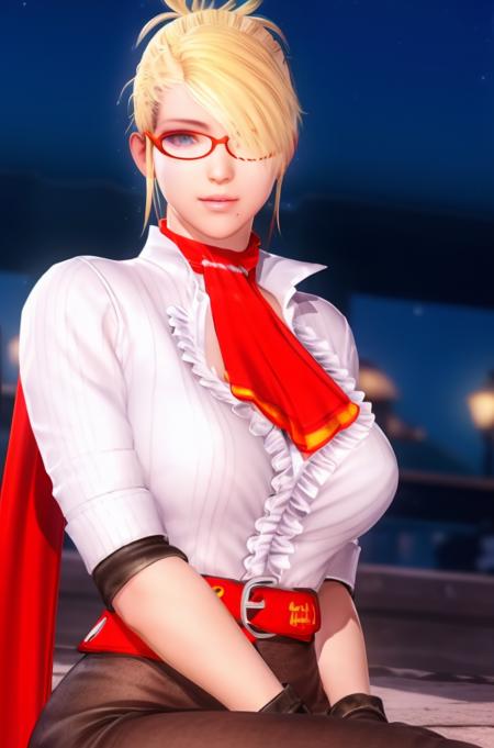 (Night:1.7), Cyberpunk_CityView, Before Window,
sitting at attention,sitting on couch,
white shirt,gloves,red scarf,cape,ribbed_sweater,
<lora:Miss_Spencer_rumble_roses-KK77-V1:0.8>,jewelry,earrings,<lora:Mai_Shiranui_DOA5LR-KK77-V1:0.2>,red-framed_eyewear,
blonde_hair,blue_eyes,
1 girl, 18yo,Young female,Beautiful Finger,Beautiful long legs,Beautiful body,Beautiful Nose,Beautiful character design, perfect eyes, perfect face,
looking at viewer, (innocent_big_eyes:1.0),(expressionless:1.3),
NSFW,official art,extremely detailed CG unity 8k wallpaper, perfect lighting,Colorful, Bright_Front_face_Lighting,
(masterpiece:1.0),(best_quality:1.0), ultra high res,4K,ultra-detailed,
photography, 8K, HDR, highres, absurdres:1.2, Kodak portra 400, film grain, blurry background, bokeh:1.2, lens flare, (vibrant_color:1.2)
(Beautiful,large_Breasts:1.4), (beautiful_face:1.5),(narrow_waist),