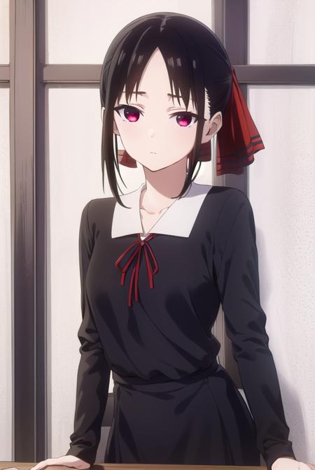 kaguyashinomiya, <lora:kaguya shinomiya s3-lora-nochekaiser:1>,
kaguya shinomiya, short hair, bangs, black hair, (red eyes:1.3), hair ribbon, sidelocks, folded ponytail, (parted bangs:1.5),
BREAK long sleeves, dress, ribbon, school uniform, collarbone, black dress, sailor collar, white sailor collar, red ribbon, neck ribbon, shuuchiin academy school uniform,
BREAK indoors, classroom,
BREAK looking at viewer, (cowboy shot:1.5),
BREAK <lyco:GoodHands-beta2:1>, (masterpiece:1.2), best quality, high resolution, unity 8k wallpaper, (illustration:0.8), (beautiful detailed eyes:1.6), extremely detailed face, perfect lighting, extremely detailed CG, (perfect hands, perfect anatomy),