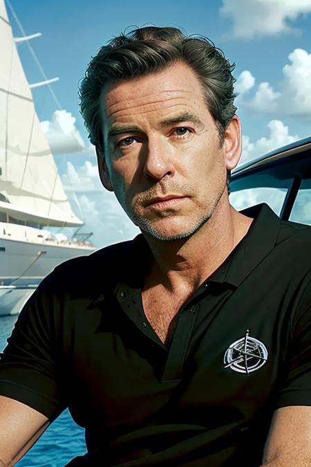 <lora:p13rc3br0sn4n:1>, a man on vacation, vacation photo on a yacht, black tee shirt, nuclear blast in the tropics, cinematic lighting, RAW, 8K, UHD, highly detailed face, (candid:1.1, amateur:1.1)