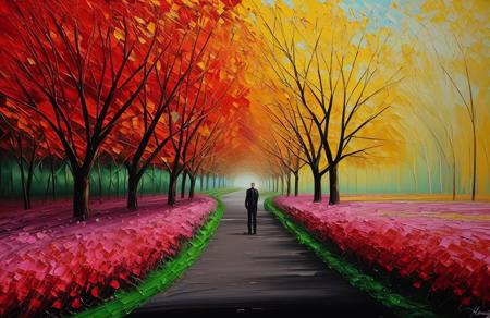 (style of Josh Adamski:1), a painting,scenery,scene painting, arboretum ,patch ,garden ,orchard , Cave/Karst ,