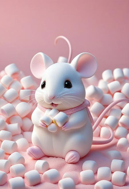 high quality, high resolution, extremely detailed, a mice made of marshmallow